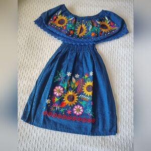 Embroidered Blue Kids Dress Size 2